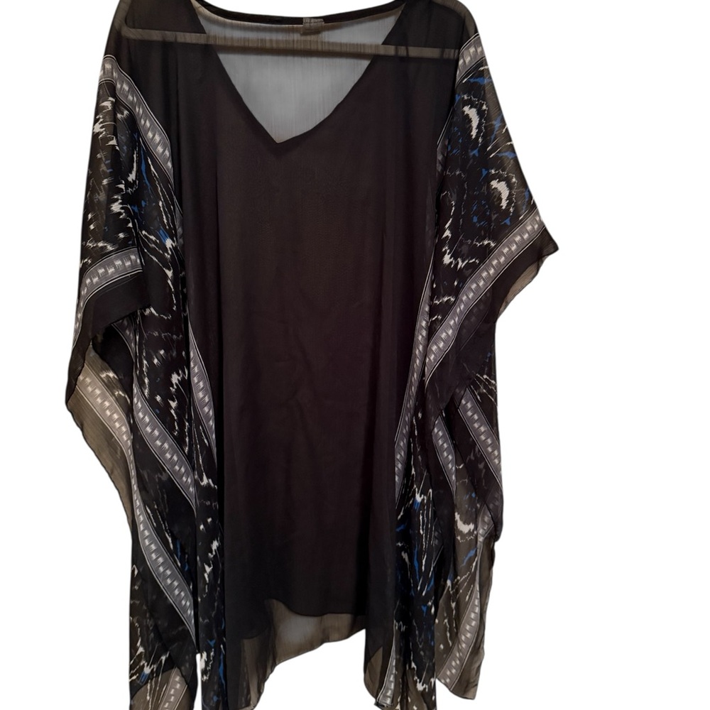 Elegant Black And Blue Sheer Kaftan